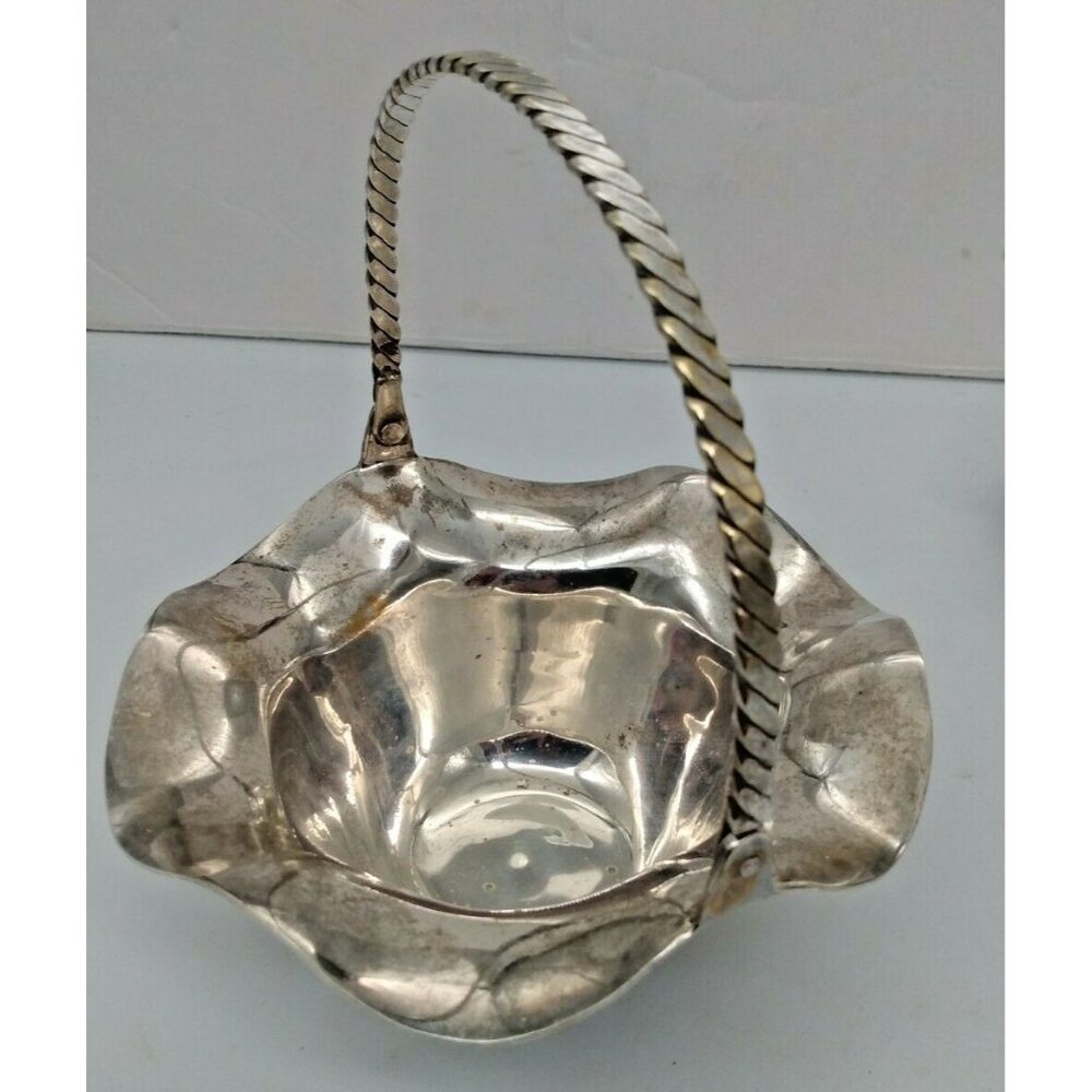 Silver Plated Handled Basket Ruffled Edges - India